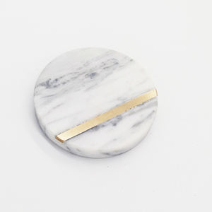 Coster Set Coster bulat marmer 4 cangkir minum Coster putih untuk bekam di aksesori dapur - Product Image 5