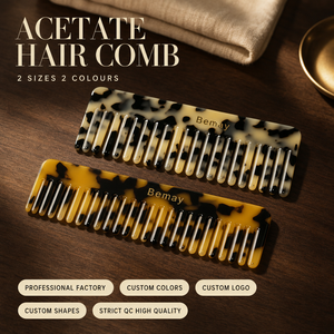 Peigne <span class=keywords><strong>à</strong></span> <span class=keywords><strong>cheveux</strong></span> en acétate de cellulose <span class=keywords><strong>à</strong></span> dents larges effet écaille de tortue pour femme, 4 mm, vente en gros Bemay - Product Image 1