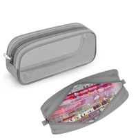 Gelory Trousse à crayons en maille transparente créative Pochette de rangement de bureau en maille légère à fermeture éclair Sacs à crayons