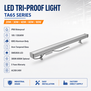 IP66 étanche 20W-80W <span class=keywords><strong>LED</strong></span> éclairage <span class=keywords><strong>industriel</strong></span> à l'épreuve linéaire pour quai/Tunnel/navire/entrepôt capteur d'espace 3-12m - Product Image 1