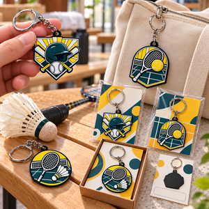 Custom Hard Enamel Baseball Tennis Badminton Metal Keychains OEM ODM - Product Image 2