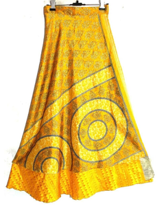 Handmade Double Layer Sari Silk <b>Wrap</b> <b>Skirt</b> Maxi Length Free Size <b>Long</b> <b>Skirt</b> for Women Stylish Breathable and Perfect for Travel - Product Image 4