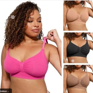 Soutien-gorge sans fil grande taille pour femme, col en V, froncé devant, couvrance totale, sans couture, rembourré, push-up, bralette pour poitrine généreuse, confort quotidien - Product Image 2