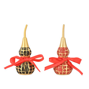 Ornement Feng Shui en laiton moulé en forme de calebasse Baifu, Wu <span class=keywords><strong>Lou</strong></span> ouvrable avec 100 Bénédictions et nœud rouge pour une décoration porte-bonheur à la maison - Product Image 5