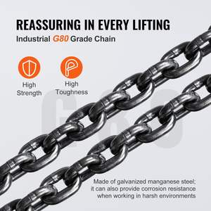 DB Wholesale 1 Ton 2200 Lbs Capacity Manual Chain <b>Hoist</b> with 20 FT Come Along G80 Galvanized Carbon Steel Double-Pawl Brake Auto - Product Image 5