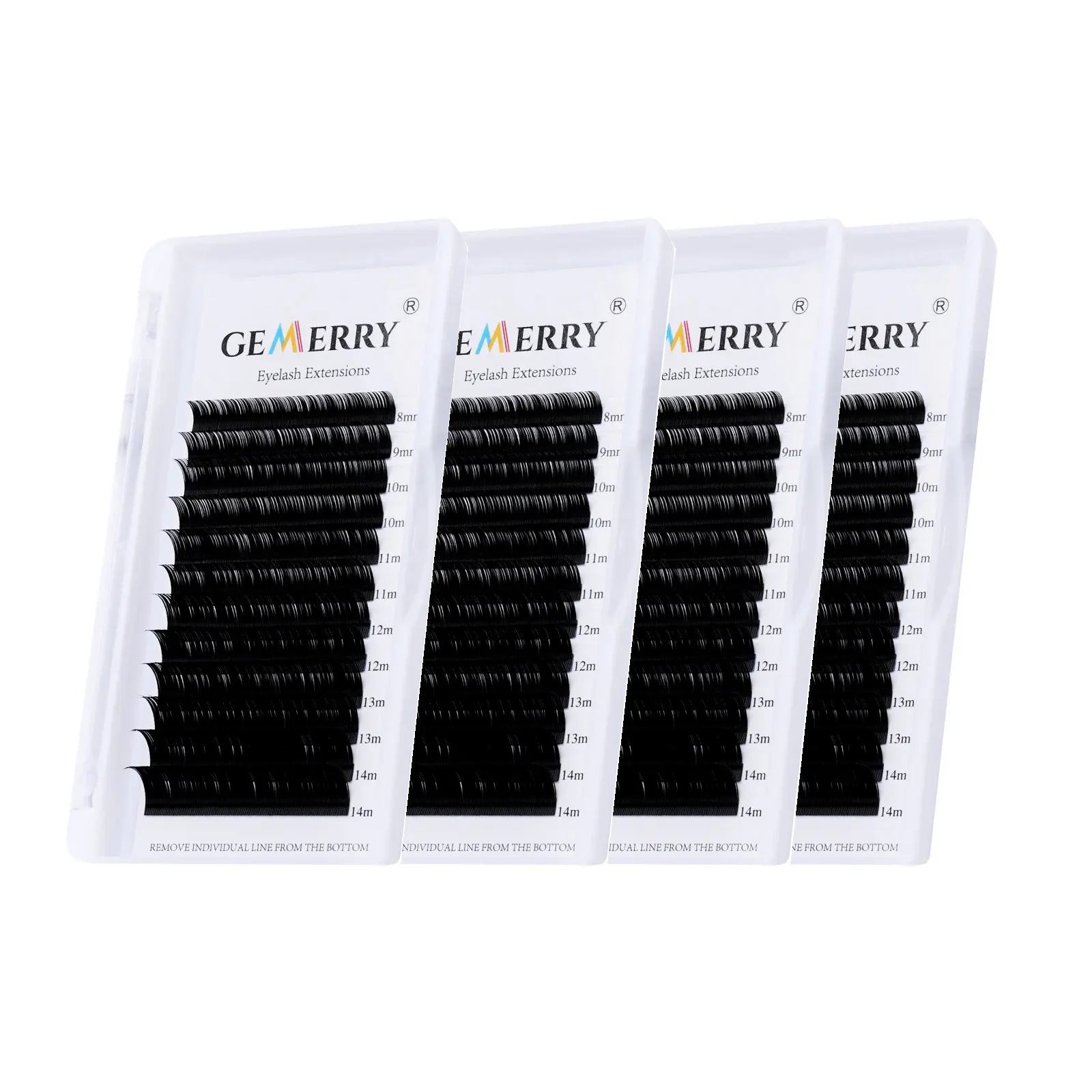 GEMERRY Extensions de cils longs naturels 16 rangées avec logo personnalisé Fabricant Mega Vegan Black C D Curl Volume Extensions de cils