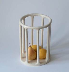 Cesto di frutta in ceramica intrecciata in ceramica bianca con cesto di frutta rotondo grande artigianale - Product Image 2