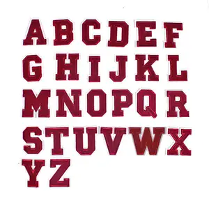 New Design Wine Red Burgundy Iron On Letters Embroidery Letter Patches For Clothing Hats