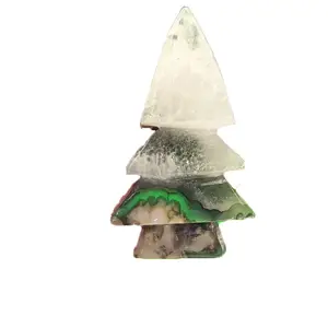 批发天然火山玛瑙梅玉圣诞树雕刻天然水晶工艺品家居装饰