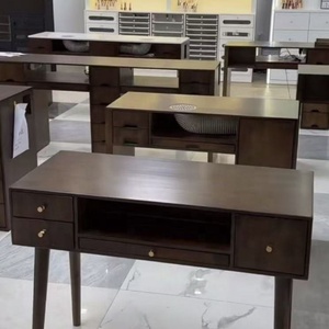 Modern Wood <b>Nail</b> Table Salon Workstation Beauty <b>Desk</b> with Storage Shelf Flip Top Design - Product Image 3