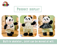 Zaves 12 pouces doux Panda jouet bleu vif rechargeable petit style frais avec une jambe debout tissu vêtements robe fabricant pour les filles