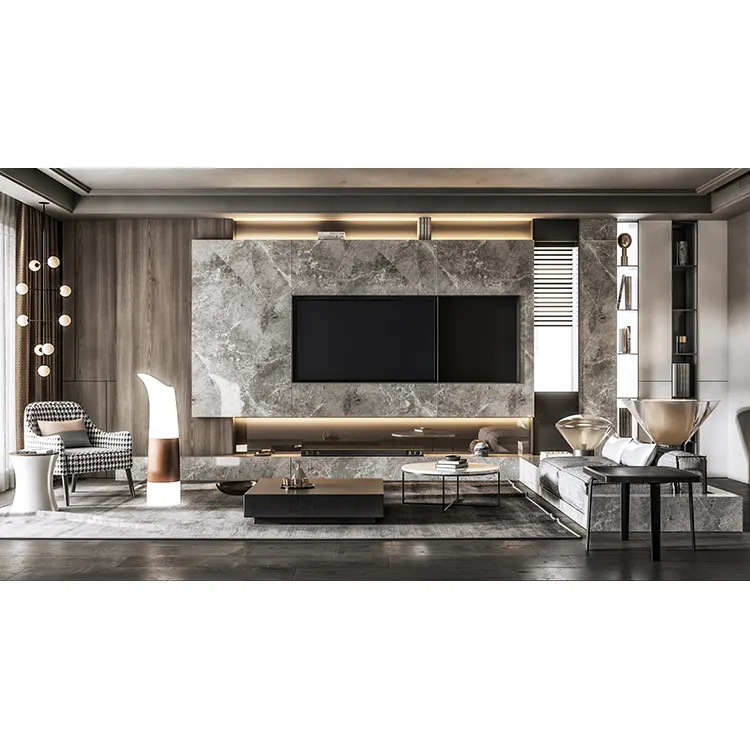 Soportes de Tv Gabinete de TV de madera Juego montado en la pared Muebles de sala de estar Diseños modernos de clientes de madera Aceptable Oem Odm