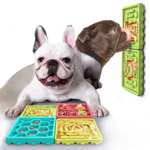 Grosir mainan Puzzle anjing persegi makan berat badan latihan makanan plastik kucing anjing tikar tempat makan lambat