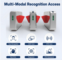 Torniquete de Barrera Abatible de Acero Inoxidable con Reconocimiento Facial y Lector de Tarjetas RFID para Control de Acceso en Parques de Atracciones, Certificado CE