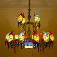 Lustres en vitrail en forme de perroquets pour hôtels, lampes suspendues décoratives pour halls et plafonds de villas