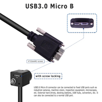 Kabel Data micro-b mesin penglihatan Usb 3.0 a ke mikro B Plug dengan sekrup pengunci 1m 1.5m 3m 5m Untuk kamera industri kabel Micro B