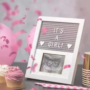 爸爸妈妈婴儿怀孕公告个性化相框带毛毡字母板
