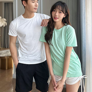 เสื้อยืดออกกำลังกายแห้งเร็วสำหรับผู้ชาย แขนสั้น สำหรับวิ่ง ฟิตเนส เล่นกีฬา ทีมกีฬา แบบเรียบๆ รับผลิตตามสั่งขายส่ง - Product Image 3