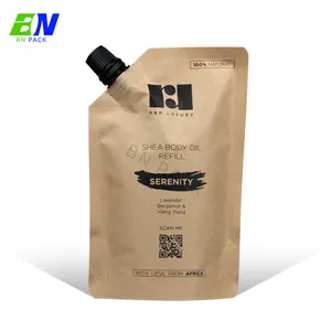 Foil Lined Paper Bags Custom Printed Foil Lined Refill Package Tea Edible Oil Food Beverage Kraft Paper Spout Pouch Bags 500ml