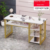 Ensemble de table et chaises de manucure modernes en MDF texturé marbre, mobilier de salon, table et chaises de manucure à structure métallique, pour salons de manucure