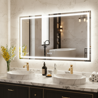 60 36 US Local Stock LED Miroir de salle de bain Grand Rectangle Illuminé Interrupteur Tactile Anti-buée Décor à la maison IP44 Note pour Hôtel