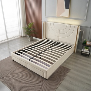 Base de Cama de Lujo con Cabecero de Terciopelo y Rejilla de Diamantes, Estilo Moderno, Tamaño King/Doble, con 1 Año de Garantía, Venta al Por Mayor - Product Image 3