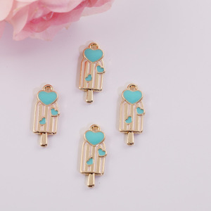 จี้ไอศกรีมการ์ตูน ทำจากโลหะผสมสังกะสี สำหรับทำเครื่องประดับ DIY สีชมพู สีฟ้า บล็อกสี ของขวัญสำหรับทุกเพศ - Product Image 3