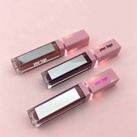 Gloss à lèvres LED avec miroir, logo personnalisé, végan, haute qualité, rouge à lèvres liquide waterproof, non collant, tubes de gloss à lèvres vides