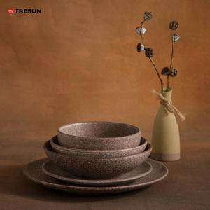 Juego de Vajilla de Cerámica de Diseño Nuevo y Premium, Platos y Tazones con Diseño Rústico Nórdico de Alta Calidad, Color Naranja, 4 Piezas, <span class=keywords><strong>Regalo</strong></span> Empresarial - Product Image 6