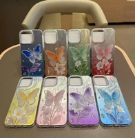 Coque de Téléphone Antichoc et Résistante à la Saleté pour iPhone 17 16 15 Plus 14 Pro 13, Design Papillon Fleur Diamant Scintillant Découpé au Laser