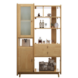 Nordic Solid Wood Entryway Cabinet Partition Living Room <b>Screen</b> Wine Storage Multifunctional Room Divider Natural Color - Product Image 3