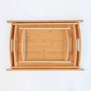 Plateau rectangulaire poli avec décorations en bois, accessoire décoratif pour canapé - Product Image 1