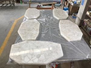 Belle décoration naturelle de luxe, pierre d'onyx d'agate blanche polie - Product Image 5