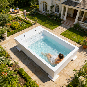 Piscine à immersion tout-en-un avec options de filtration et de chauffage pour la détente en plein air dans la cour - Product Image 1