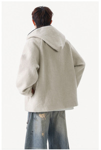 Chaqueta Cárdigan Estilo Blusón Vintage con Cierre Completo y Cuello Camisero, Mezcla de Poliéster/Algodón, Unisex, Ambiente Acogedor, Ropa para Parejas, Invierno - Product Image 5