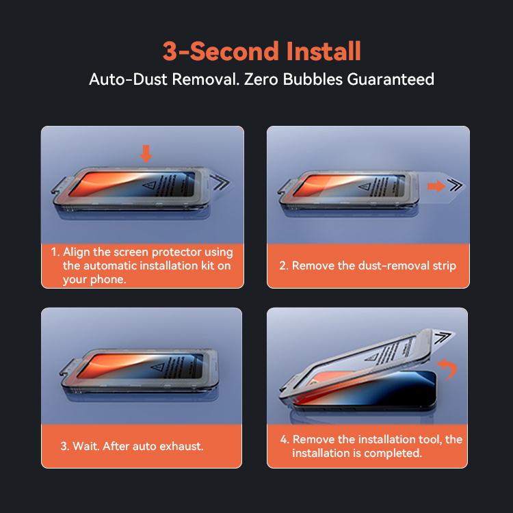 apple iphone 16 pro max tempered glass protector with alignment tool