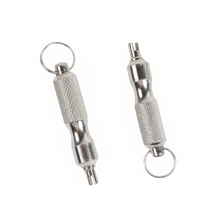 Outil de dépose de valve de pneu double extrémité en acier, clé à valve moletée pour réparation automobile - Product Image 2