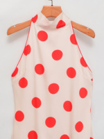 Robe décontractée sans manches à imprimé pois et dos ajouré pour femme