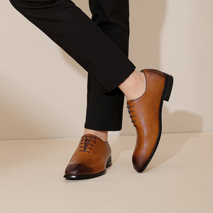 Nuevos Zapatos de Cuero para Hombre, Estilo Europeo, con Cordones, Oxford de Negocios con Diseño de una Sola Pieza en Estilo Británico-Coreano - Product Image 5