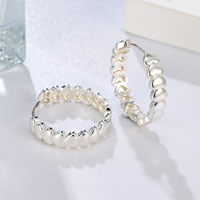 Boucles d'oreilles créoles torsadées en cuivre fin plaqué argent, motif petit cœur d'amour, design simple, pour femmes - Collection NYH