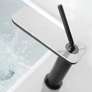 Grifo de Lavabo de Piedra Blanca, Estilo Cascada, Agua Fría y Caliente, Latón Macizo, Monomando, para Instalar Bajo Encimera - Product Image 1