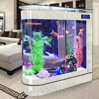 Bureau en verre trempé ovale grande méduse réservoir écologique spécial réservoir vivant réservoir de poissons