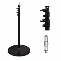 Support de lumière monopode à base ronde de 2,1 m, trépied en aluminium réglable en hauteur de 83 pouces, support de microphone au sol, capacité de charge de 20 kg