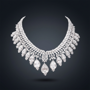 Classic Birthday Gift for Women White CZ Rhodium Plated Brass <b>Necklace</b> with Claw Setting <b>Statement</b> Jewelry for Wedding & Party - Product Image 3