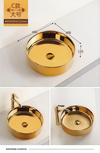 Lavabo Redondo Moderno de Lujo en Oro, Plata <span class=keywords><strong>y</strong></span> Oro Rosa, Diseño Elegante para Hotel, Villa, Apartamento, Cocina <span class=keywords><strong>y</strong></span> <span class=keywords><strong>Baño</strong></span> - Product Image 6
