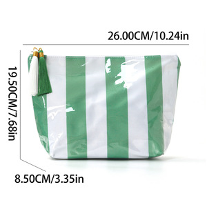 Waterproof PVC Cosmetic Bag Striped Large Capacity Zipper Closure <b>Makeup</b> Travel <b>Case</b> for Everyday Use - Product Image 5