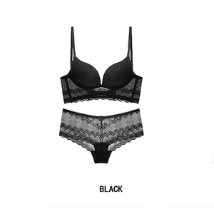 Ensemble de lingerie sexy dos nu en forme de <span class=keywords><strong>U</strong></span>, soutien-gorge push-up sans armatures noir, culotte transparente, lingerie féminine - Product Image 6