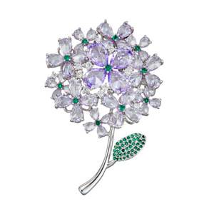 Purple Hydrangea Brooch With Zirconium Inlay Claw Setting For Women Party Fashion Jewelry - Product Image 5