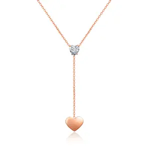 Welwish 발렌타인 선물 다이아몬드 체인 18K 티타늄 스테인레스 하트 목걸이 선물