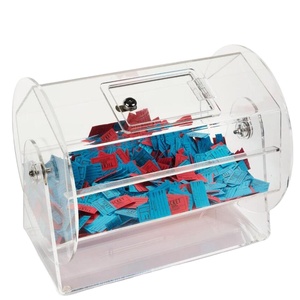 BOSN ADB-203 Boîte de tirage au sort rotative avec porte verrouillable, en acrylique transparent recyclable et résistant à l'eau, pour affichage personnalisé de tirages au sort - Product Image 1